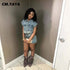 Women's Set Short Sleeve Jackets Tops and Shorts Jeans 2025 Summer.
